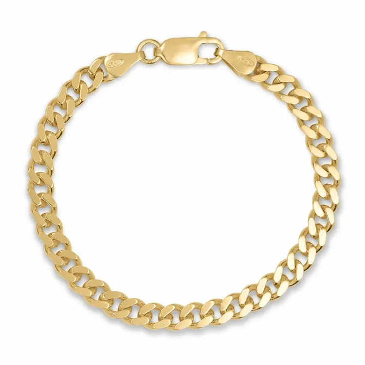 Panzerarmband aus vergoldetem Sterlingsilber 18,5 cm x 5,3 mm 