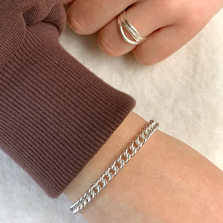 Panzerarmband aus Silber 17, 18cm x 5,3 mm