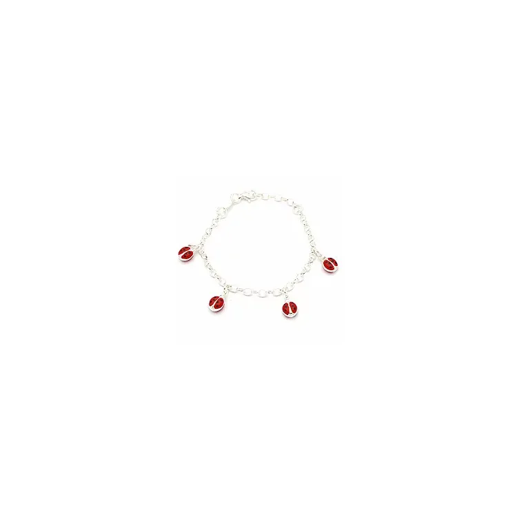 rotem Kinderarmband aus Silber und Marienkäfer aus Silber - Little Ones