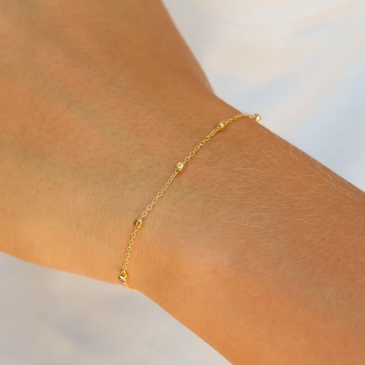 Kugelkettenarmband aus vergoldetem Sterlingsilber  x 2,1 mm 