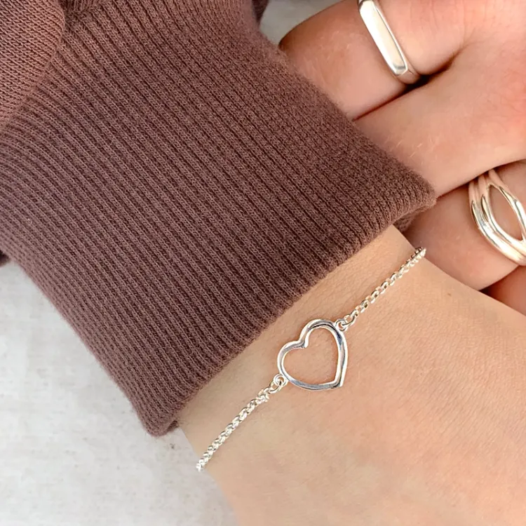 Herz Armband aus Silber und Anhänger aus Silber