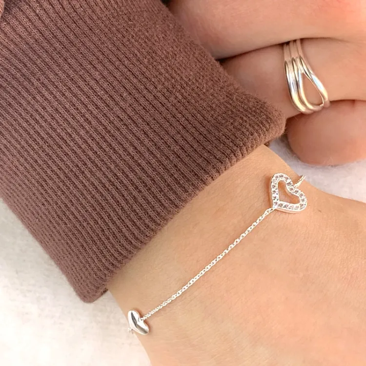 Herz Armband aus Silber und Anhänger aus Silber