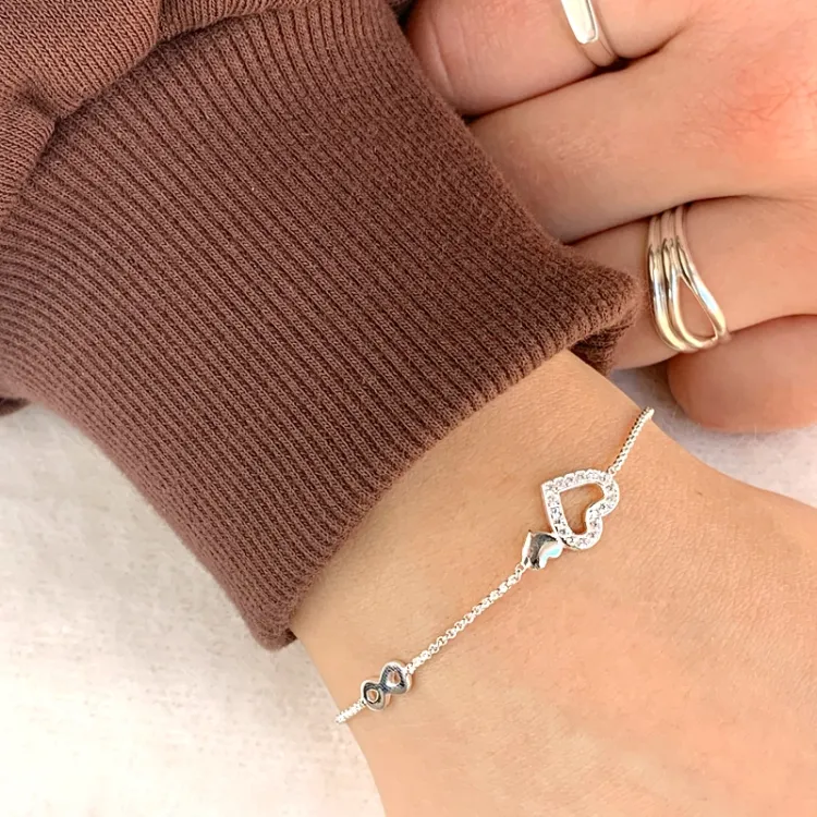 Herz Armband aus Silber und Anhänger aus Silber
