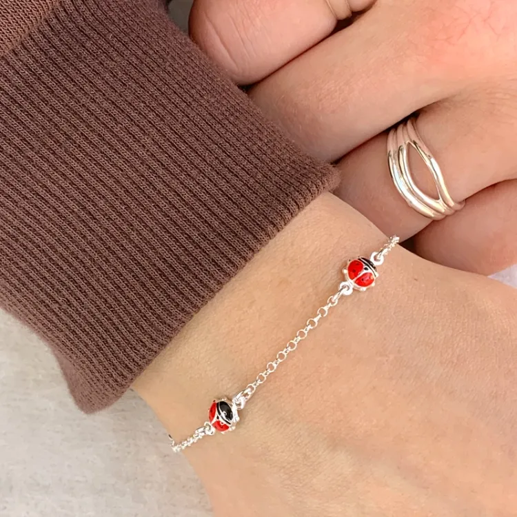 Marienkäfer Armband aus Silber und Anhänger aus Silber