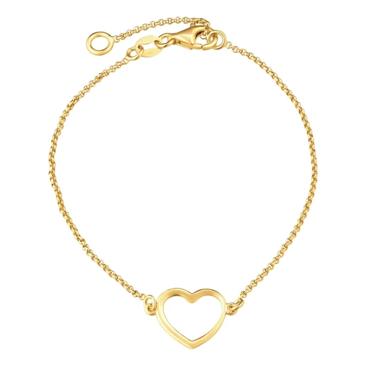 Herz Armband aus vergoldetem Sterlingsilber und Anhänger aus vergoldetem Sterlingsilber