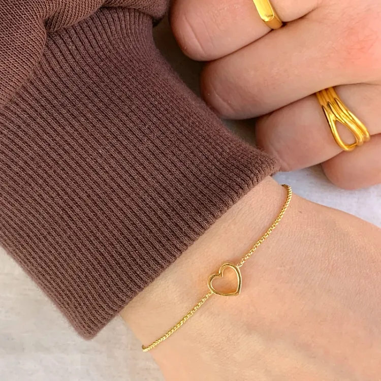 Herz Armband aus vergoldetem Sterlingsilber und Anhänger aus vergoldetem Sterlingsilber