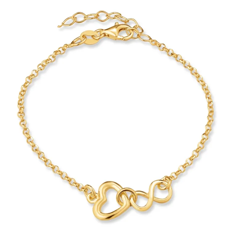Herz Armband aus vergoldetem Sterlingsilber und Anhänger aus vergoldetem Sterlingsilber