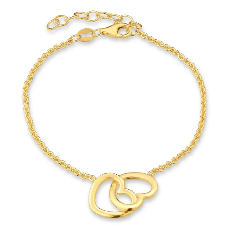 Herz Armband aus vergoldetem Sterlingsilber und Anhänger aus vergoldetem Sterlingsilber