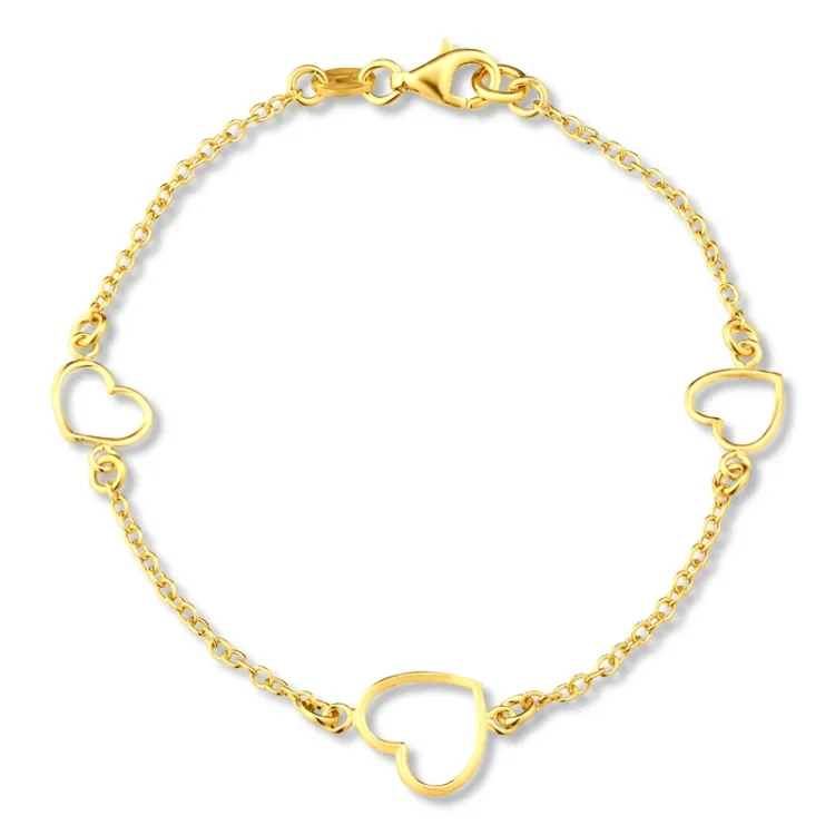 Herz Armband aus vergoldetem Sterlingsilber und Anhänger aus vergoldetem Sterlingsilber