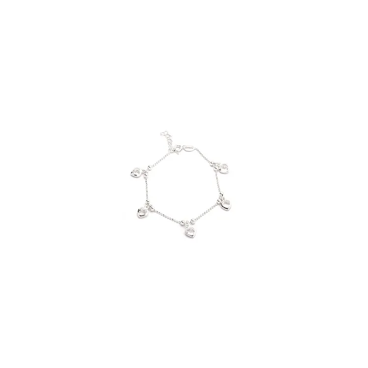 Herz weißem Bergkristall Armband aus Silber und Anhänger aus Silber
