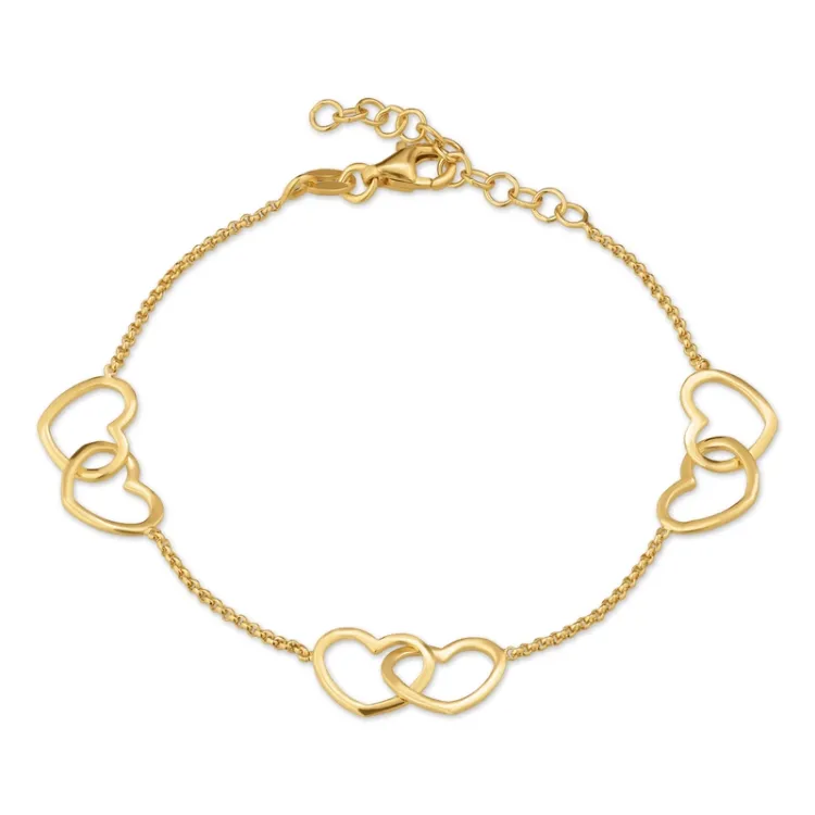 Herz Armband aus vergoldetem Sterlingsilber und Anhänger aus vergoldetem Sterlingsilber