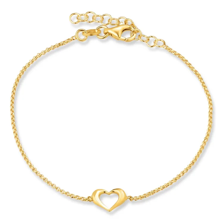 Herz Armband aus vergoldetem Sterlingsilber und Anhänger aus vergoldetem Sterlingsilber