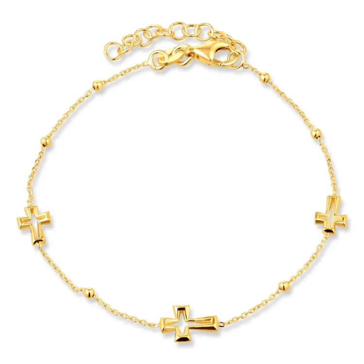Kreuz Armband aus vergoldetem Sterlingsilber und Anhänger aus vergoldetem Sterlingsilber