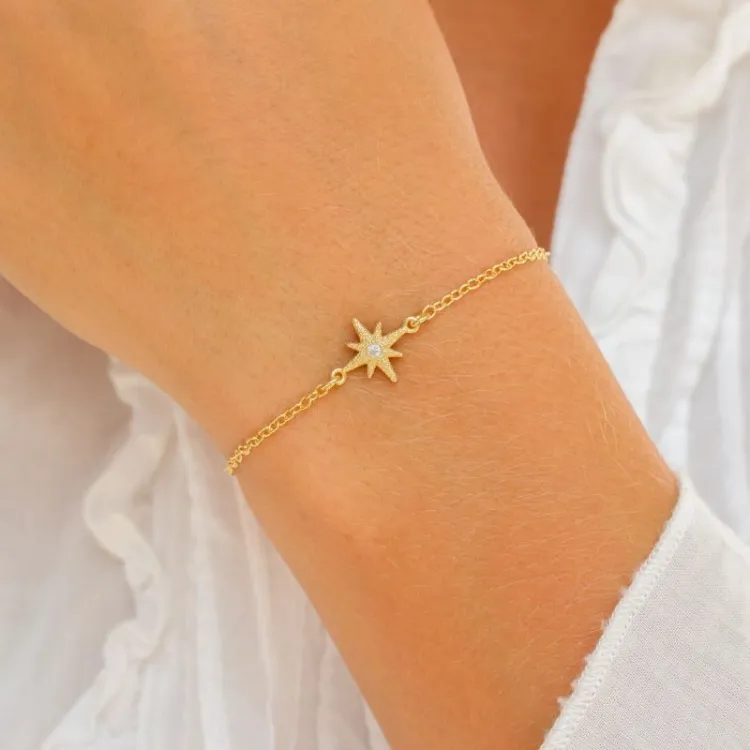 Stern Armband aus vergoldetem Sterlingsilber und Anhänger aus vergoldetem Sterlingsilber