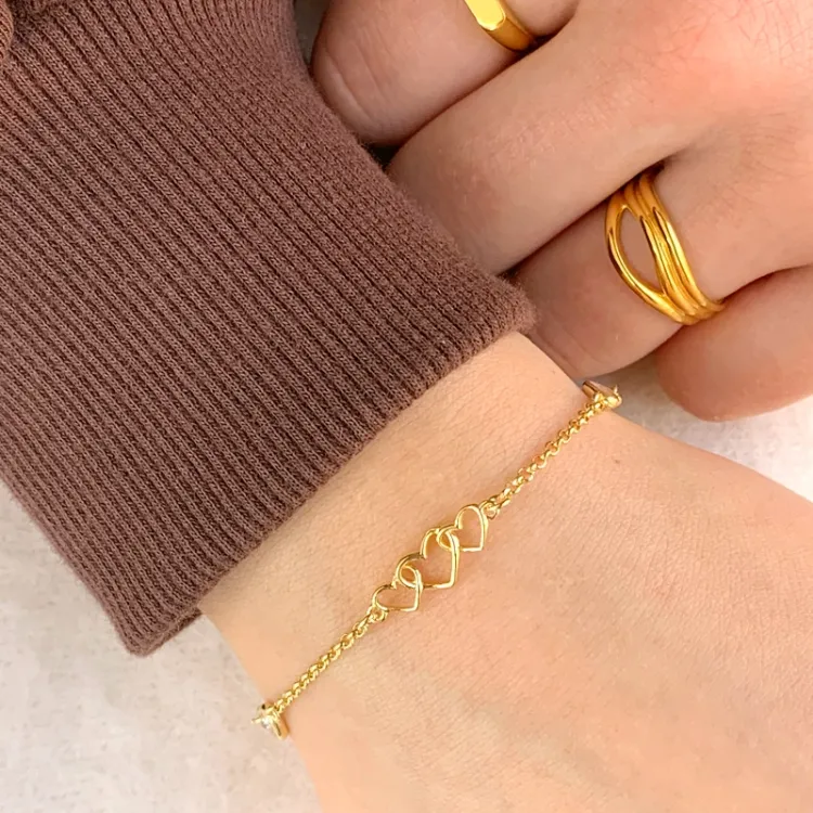 Herz Armband aus vergoldetem Sterlingsilber und Anhänger aus vergoldetem Sterlingsilber