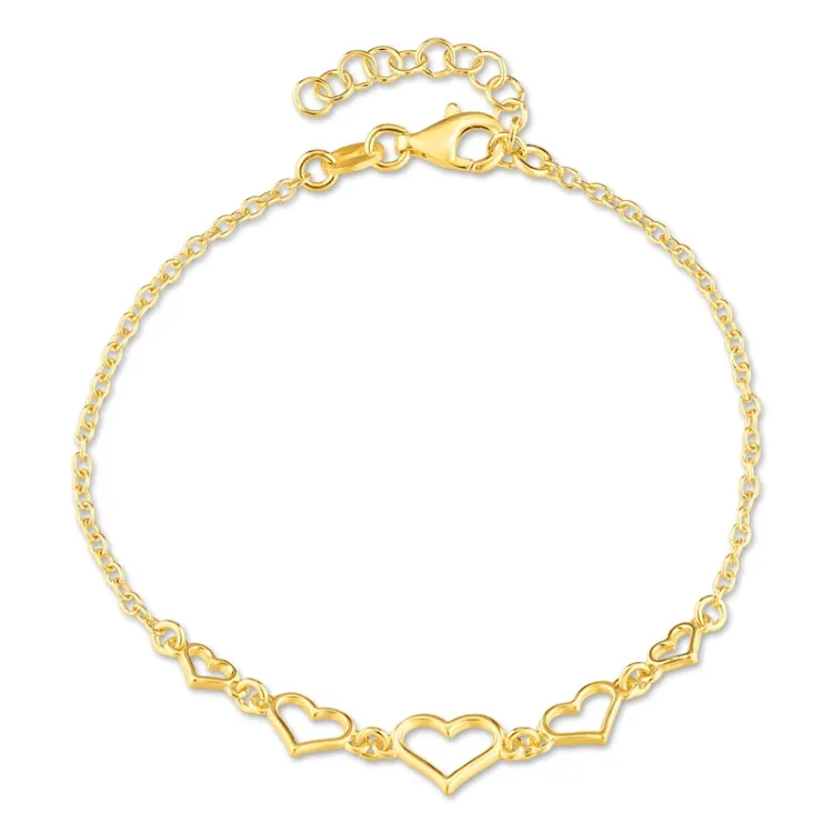 Herz Armband aus vergoldetem Sterlingsilber und Anhänger aus vergoldetem Sterlingsilber