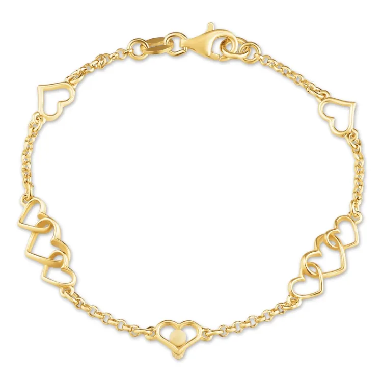 Herz Armband aus vergoldetem Sterlingsilber und Anhänger aus vergoldetem Sterlingsilber