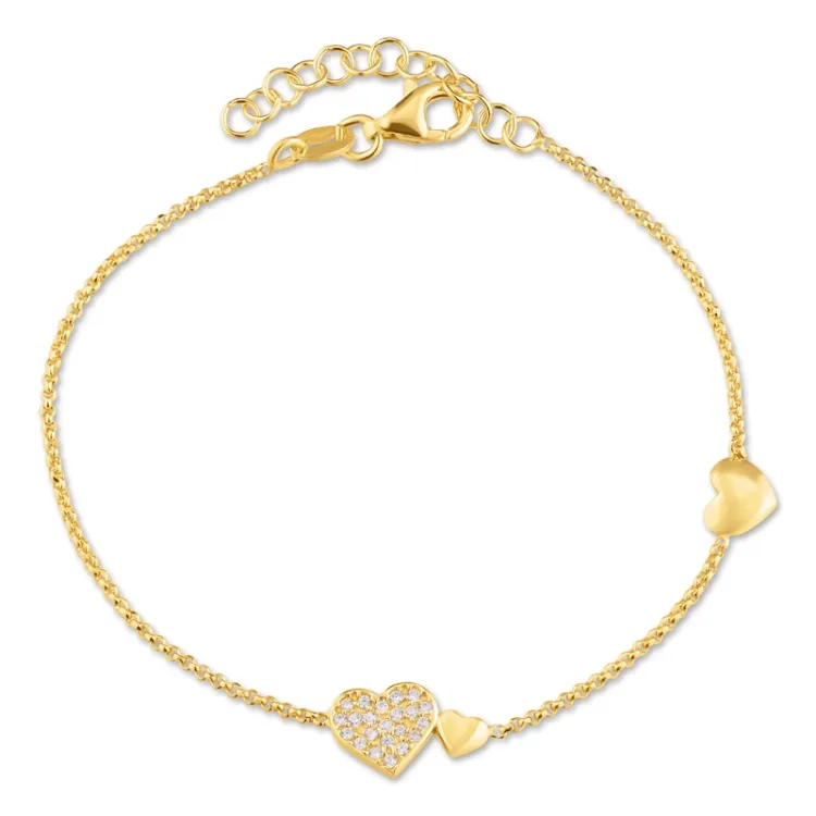 Herz Armband aus vergoldetem Sterlingsilber und Anhänger aus vergoldetem Sterlingsilber