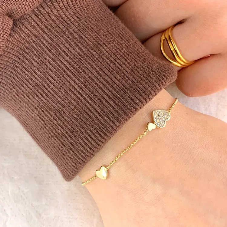 Herz Armband aus vergoldetem Sterlingsilber und Anhänger aus vergoldetem Sterlingsilber