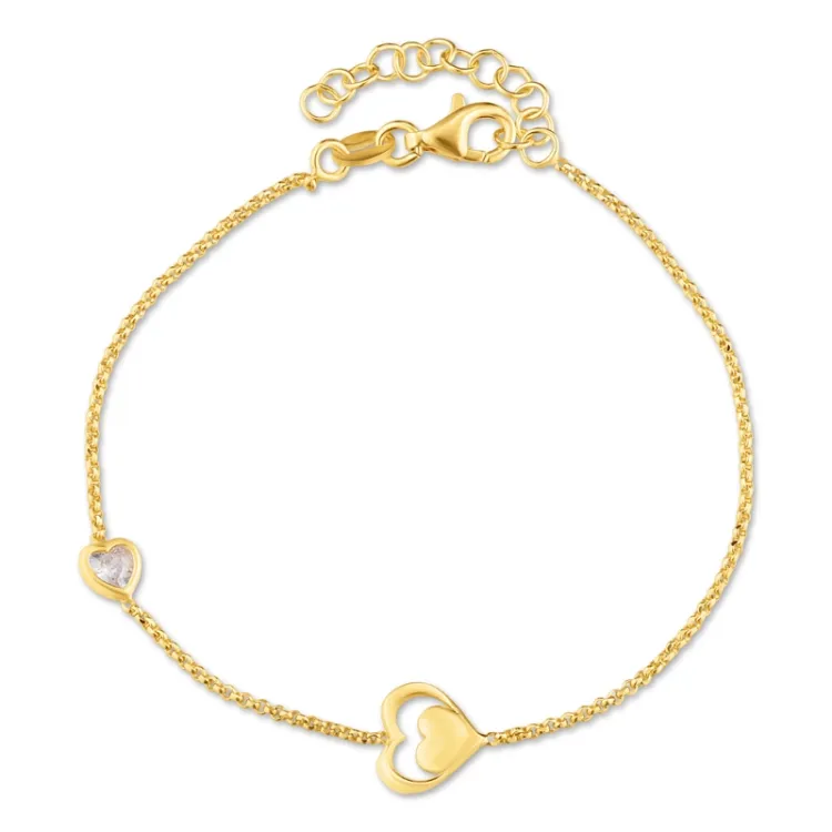 Herz Armband aus vergoldetem Sterlingsilber und Anhänger aus vergoldetem Sterlingsilber