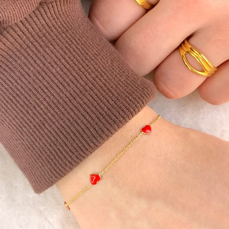 Herz Kinderarmband aus vergoldetem Sterlingsilber und Anhänger aus vergoldetem Sterlingsilber - Little Ones