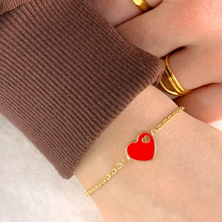 Herz Armband aus vergoldetem Sterlingsilber und Anhänger aus vergoldetem Sterlingsilber