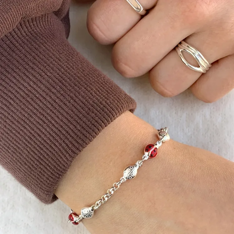 Kinderarmband aus Silber und Marienkäfer aus Silber - Little Ones
