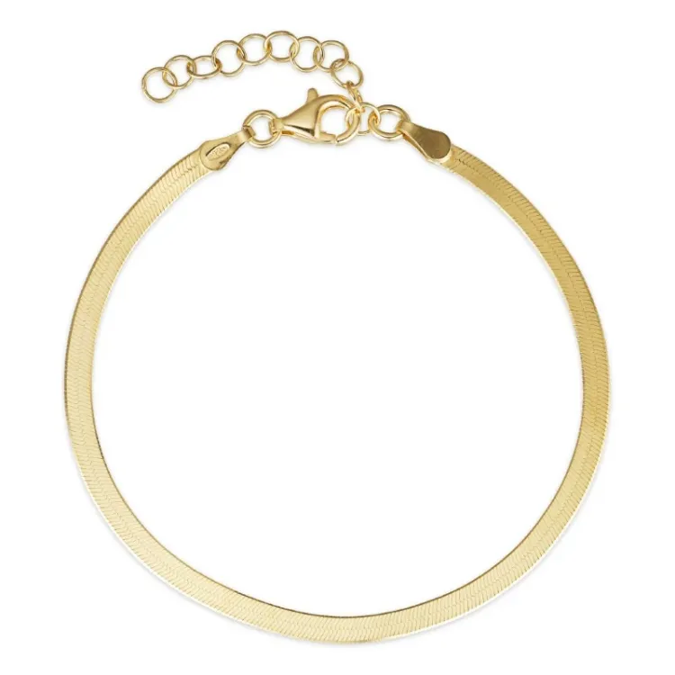 Flach Schlangenarmband aus vergoldetem Sterlingsilber  x 2,5 mm