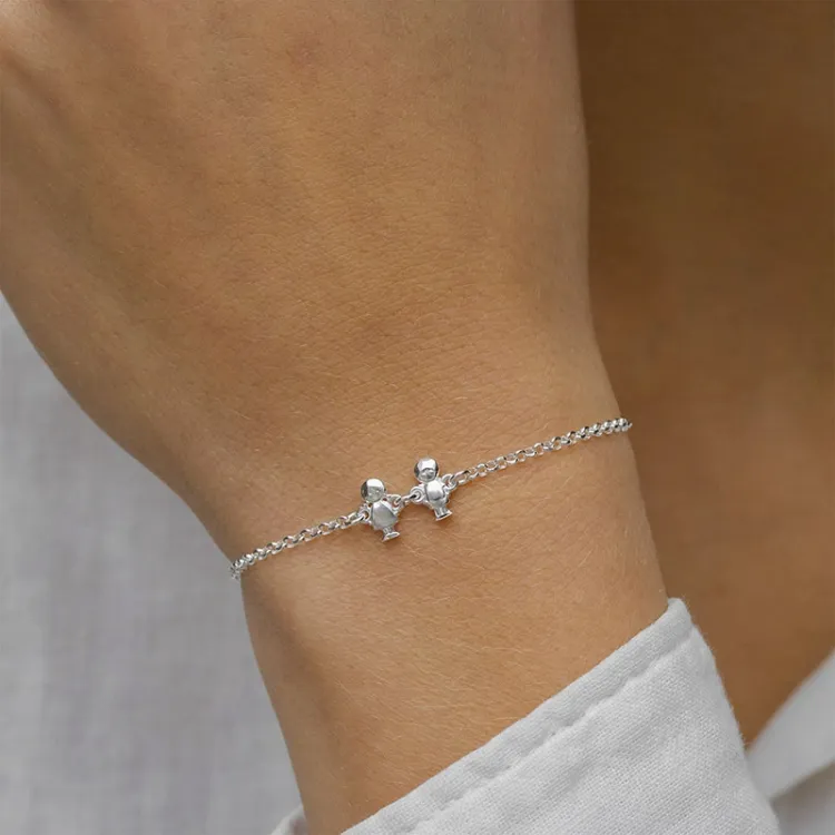 familie Armband aus Silber und Sohn - Tochter aus Silber