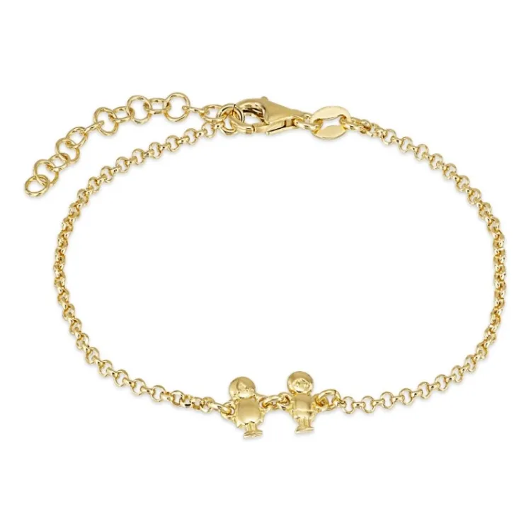 familie Armband aus vergoldetem Sterlingsilber und Sohn - Tochter aus vergoldetem Sterlingsilber