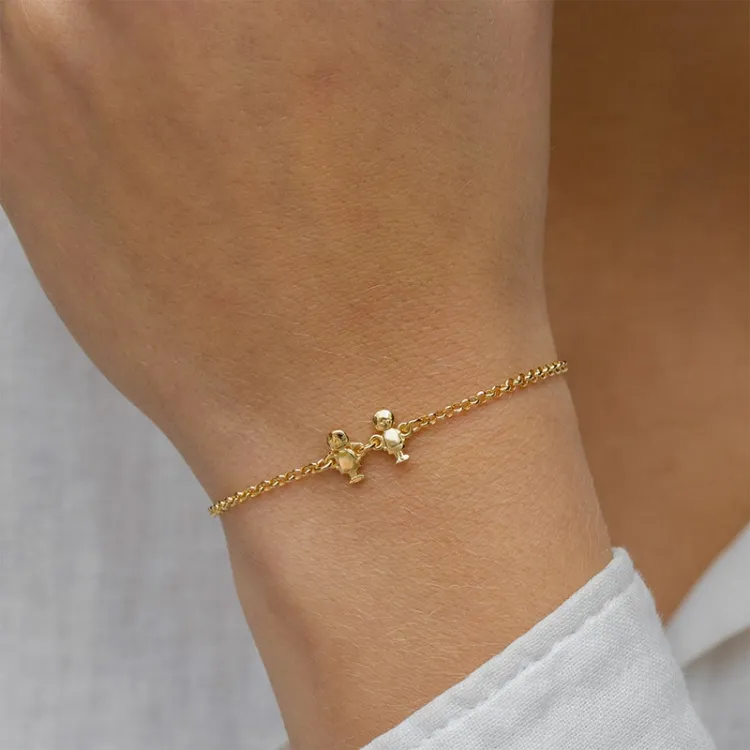 familie Armband aus vergoldetem Sterlingsilber und Sohn - Tochter aus vergoldetem Sterlingsilber