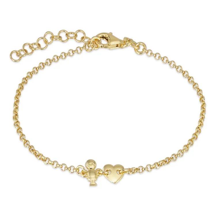 Armband aus vergoldetem Sterlingsilber und Herz - Sohn aus vergoldetem Sterlingsilber