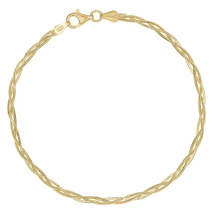 Gewundenes Armband aus vergoldetem Sterlingsilber  x 2,4 mm