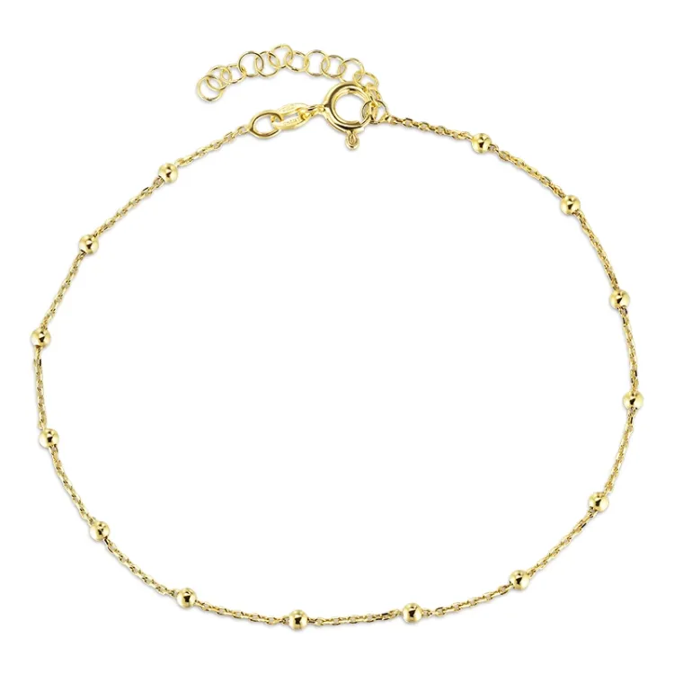 Fußkette aus vergoldetem Sterlingsilber 24 + 3 cm x 2,6 mm