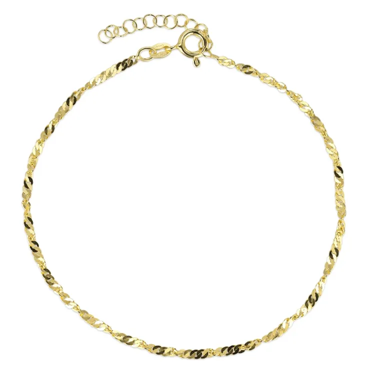 Fußkette aus vergoldetem Sterlingsilber 24 + 3 cm x  