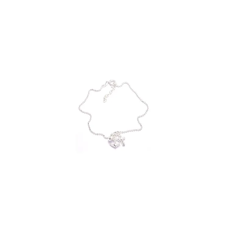 Fußkette aus Silber und Glaube-Hoffnung-Liebe aus Silber