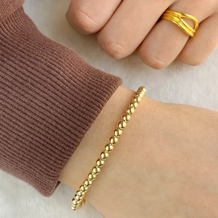 Kugelkettenarmband aus vergoldetem Sterlingsilber x 4,0 mm