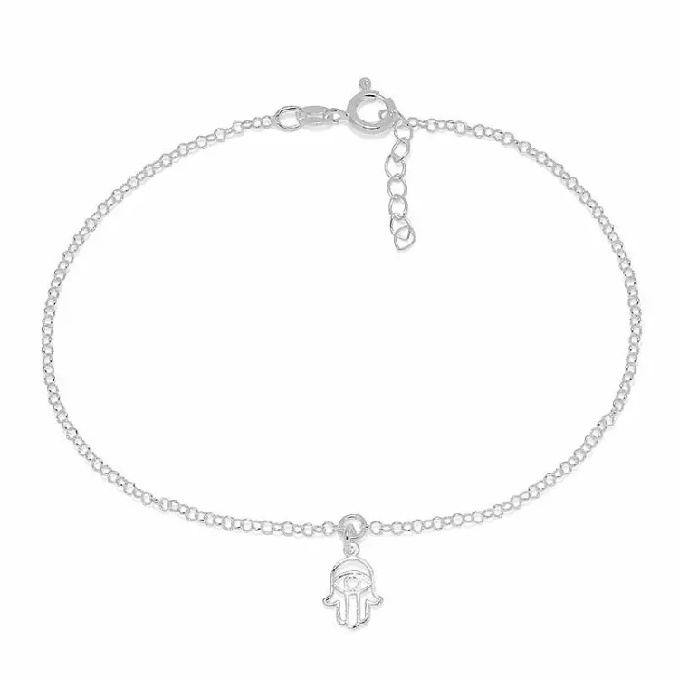 Einfacher hamsas hand fußkette aus silber