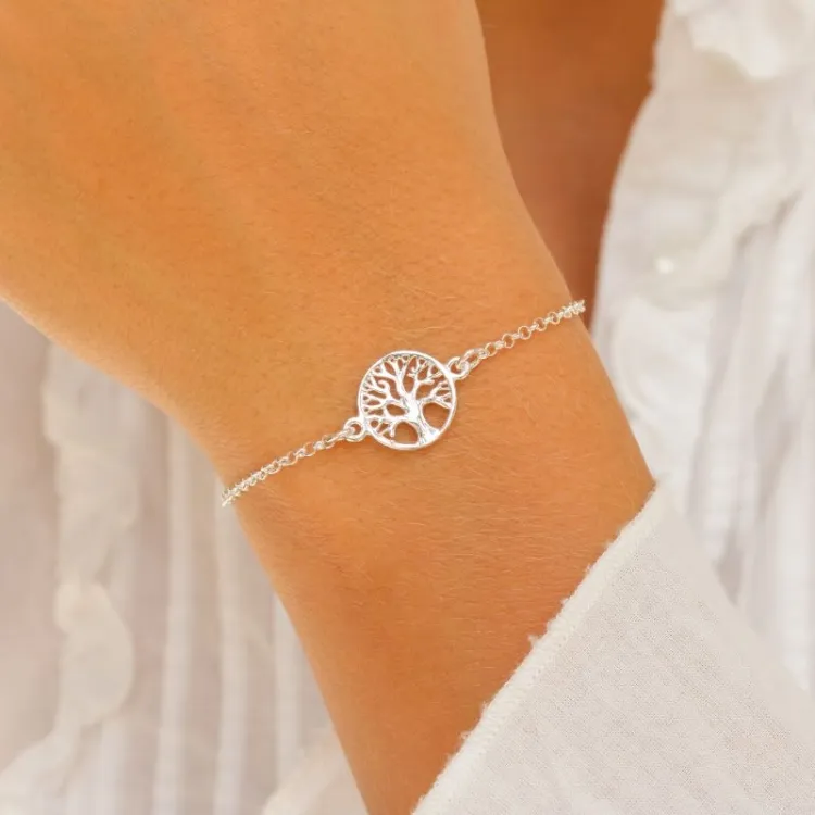 runder Lebensbaum Armband aus Silber