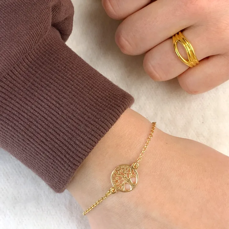 Lebensbaum Armband aus vergoldetem Sterlingsilber