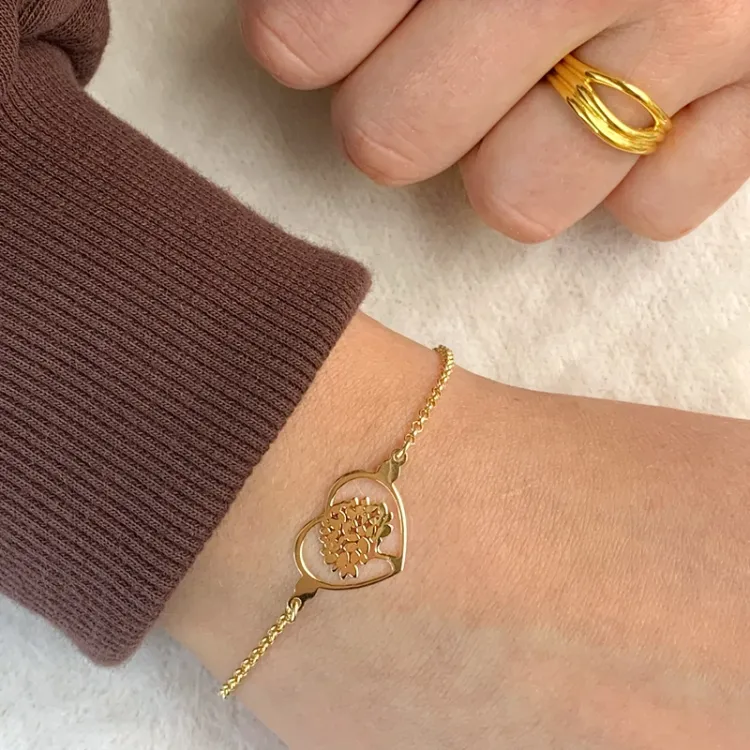 Lebensbaum Armband aus vergoldetem Sterlingsilber und Anhänger aus vergoldetem Sterlingsilber