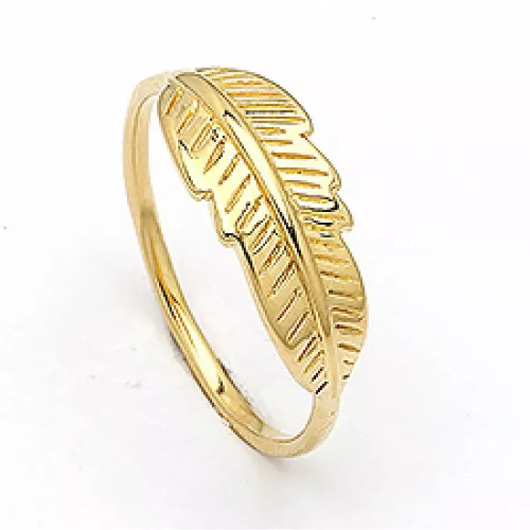 Elegant blatt ring aus vergoldetem sterlingsilber