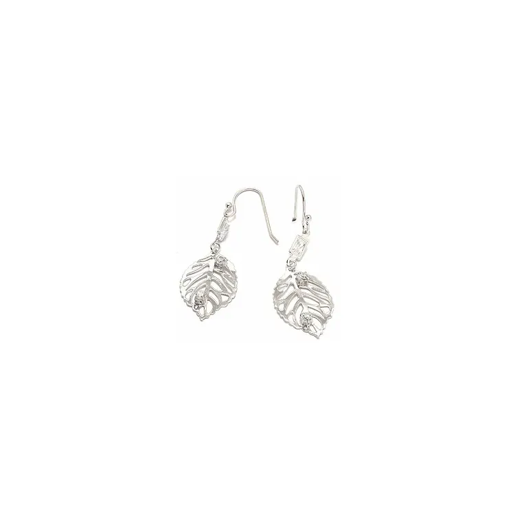 Blatt Zirkon Ohrringe in Silber