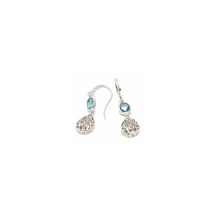 Tropfen blauem Zirkon Ohrringe in Silber