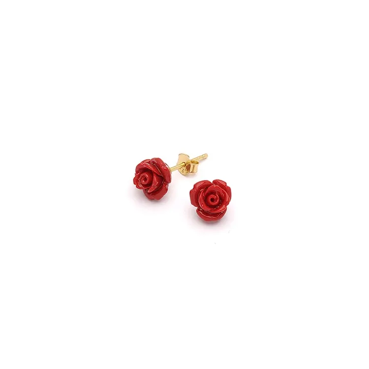 Rose Beauty Ohrstecker in vergoldetem Sterlingsilber
