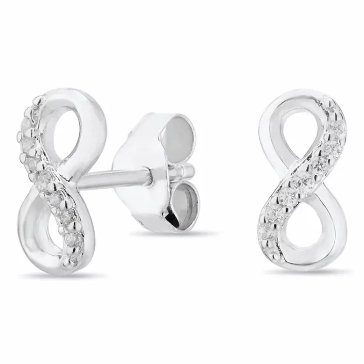 Infinity Zirkon Ohrringe in rhodiniertem Silber