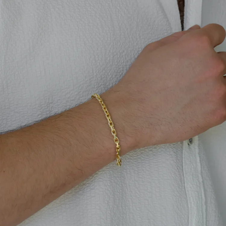 Bnh anker facet armband aus vergoldetem sterlingsilber 21 cm x 4,0 mm
