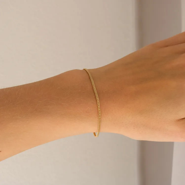 BNH Panzerarmband aus vergoldetem Sterlingsilber 17 cm x 1,8 mm