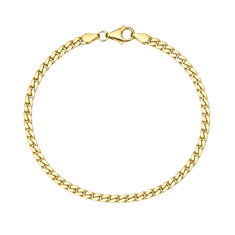 BNH Panzerarmband aus vergoldetem Sterlingsilber 21 cm x 2,7 mm