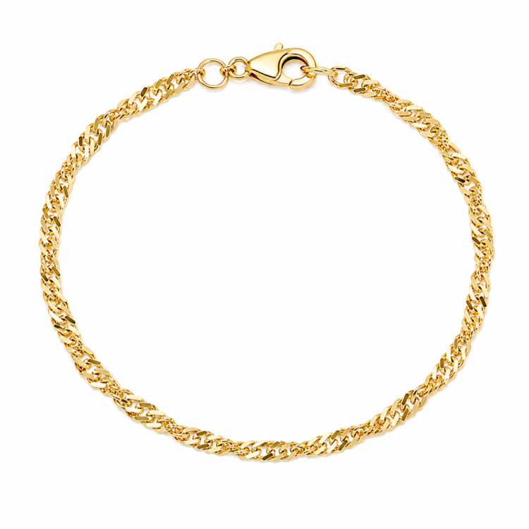 BNH Singapore Armband aus vergoldetem Sterlingsilber 17 cm x 2,3 mm